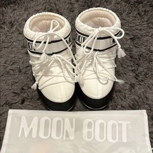 Moon Boot White and Black Winter Boots Iconic Design